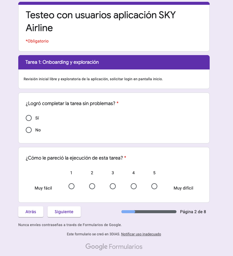 SKY Airline Mobile App - Testeo, validación y planteamiento de mejoras para la aplicación móvil de una aerolínea.
